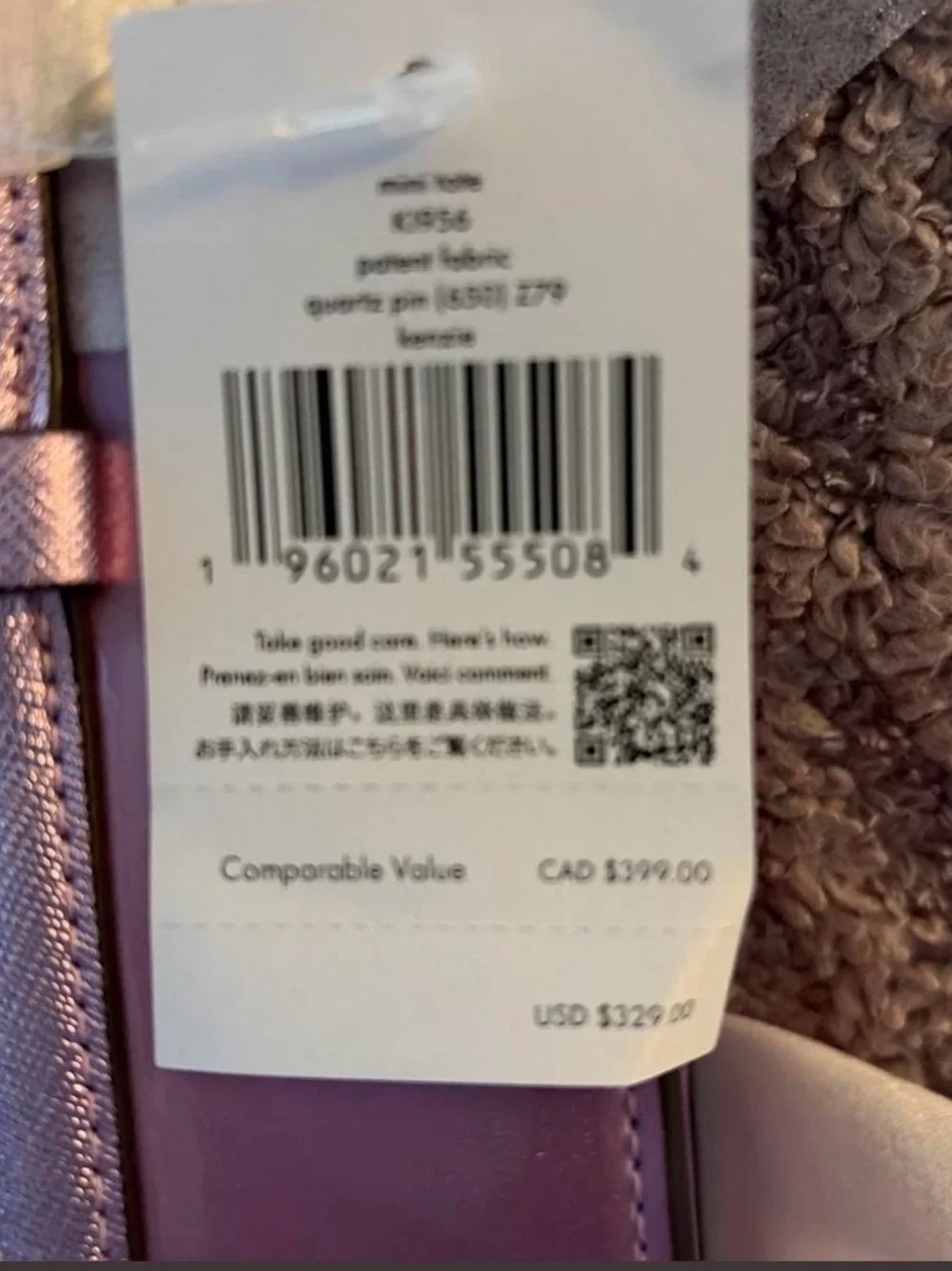 kate spade Metallic Plum Structured Tote with Gold Plaque